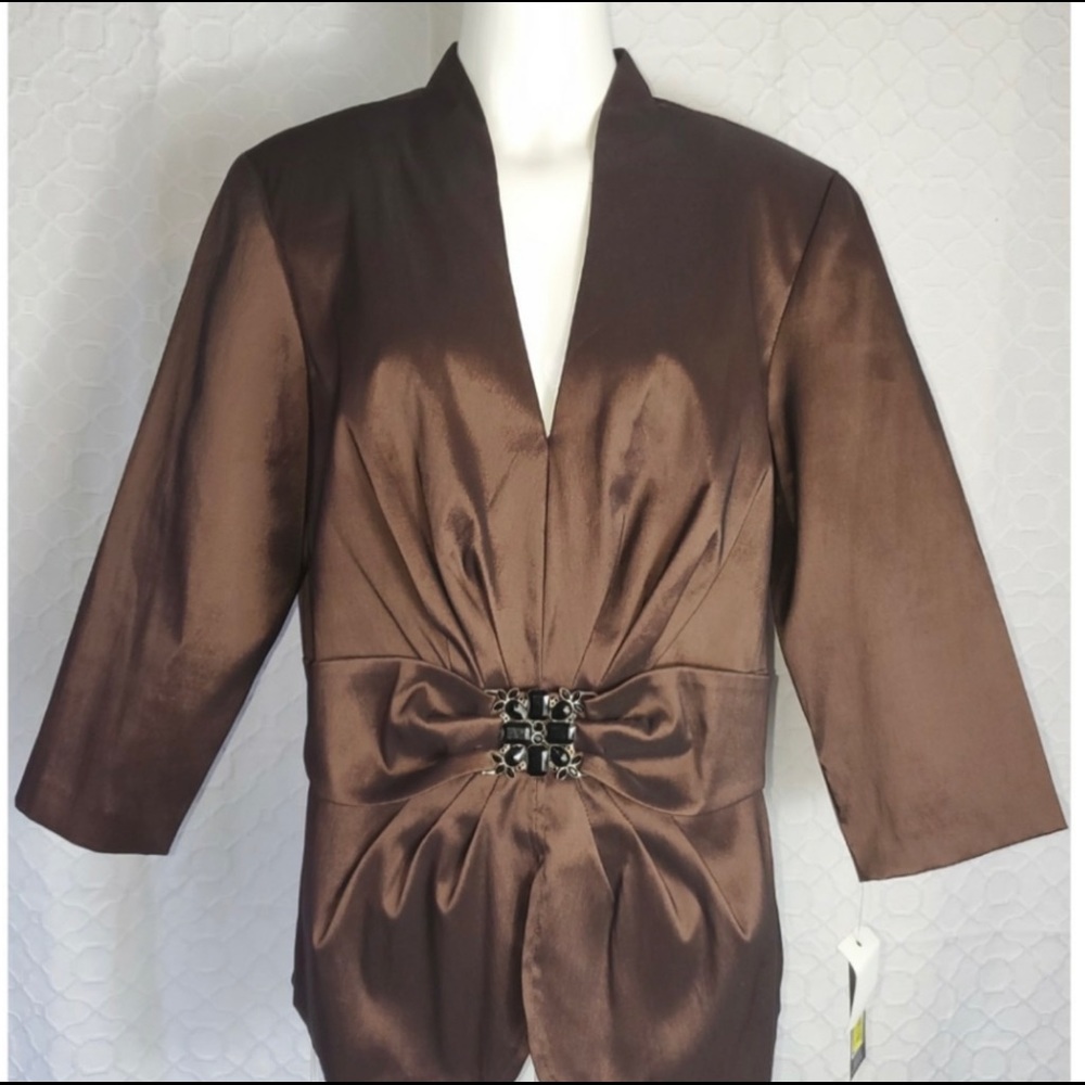 Alex Evenings Dressy Brown Blouse Sz XL
